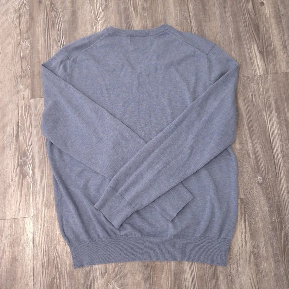 Brooks Brothers Sweater Mens Medium Gray 100% Cotton Pullover V Neck V - Picture 2 of 10
